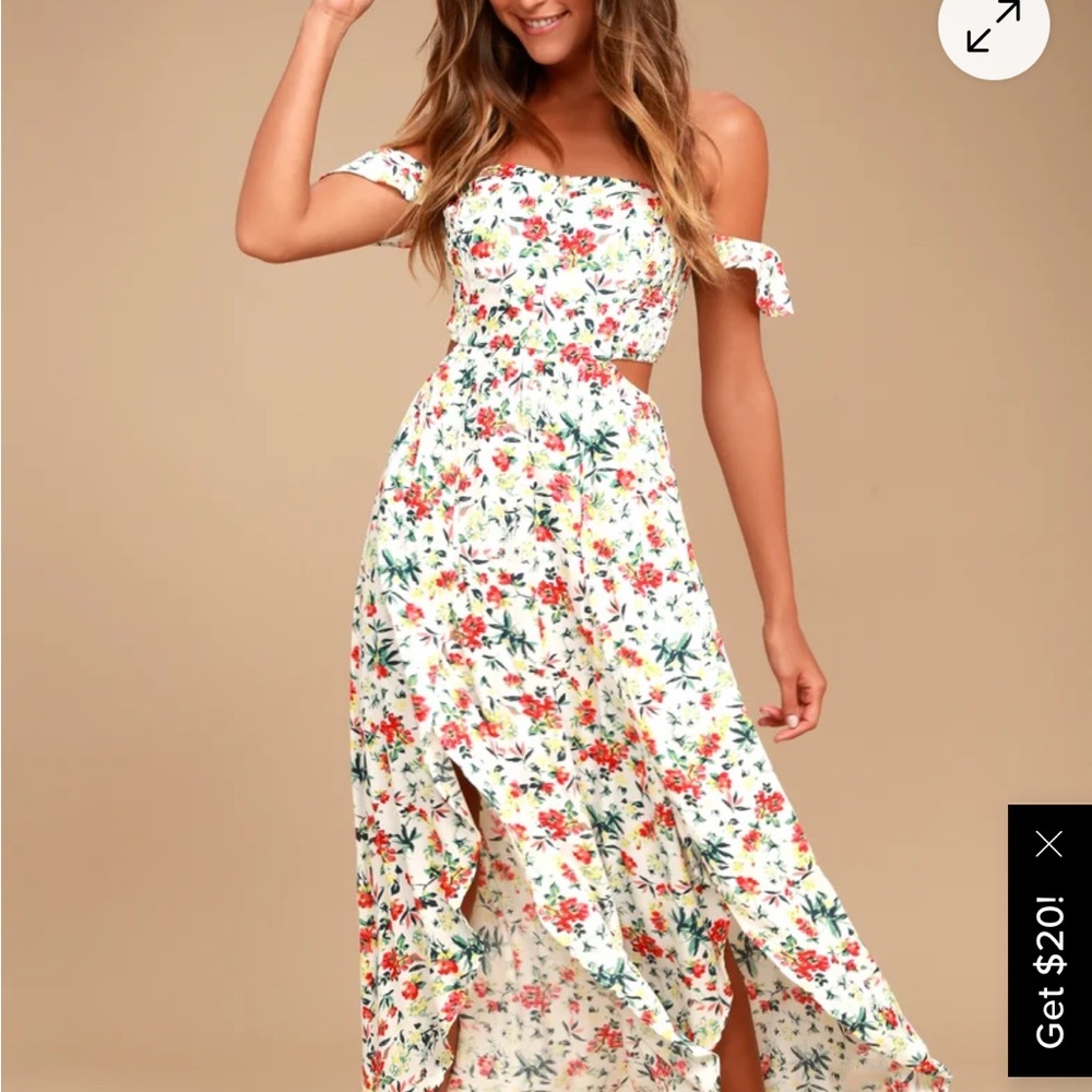 Lush Easy on The Eyes Floral Off-Shoulder Maxi Dress